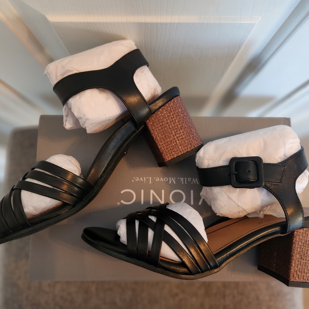 Womens Black Vionic Papaya Peony Nat Heel Sandals Size 8 BNIB - Picture 9 of 12